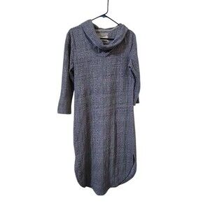 Anthropologie Saturday Sunday Blue Cable Knit Cowl Neck Dress, Size M D25